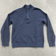 Banana Republic Sweater Men's Medium Italian Yarn Waffle Knit Wool Blend Blue