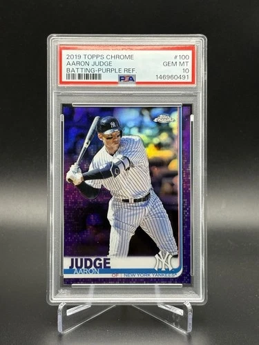 2019 Topps Chrome Aaron Judge Purple Refractor /299 #100 Yankees PSA 10