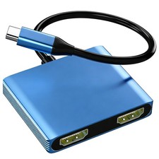 USB C to Dual HDMI Adapter 4K 60Hz, Type C to HDMI Splitter for Extended Disp...