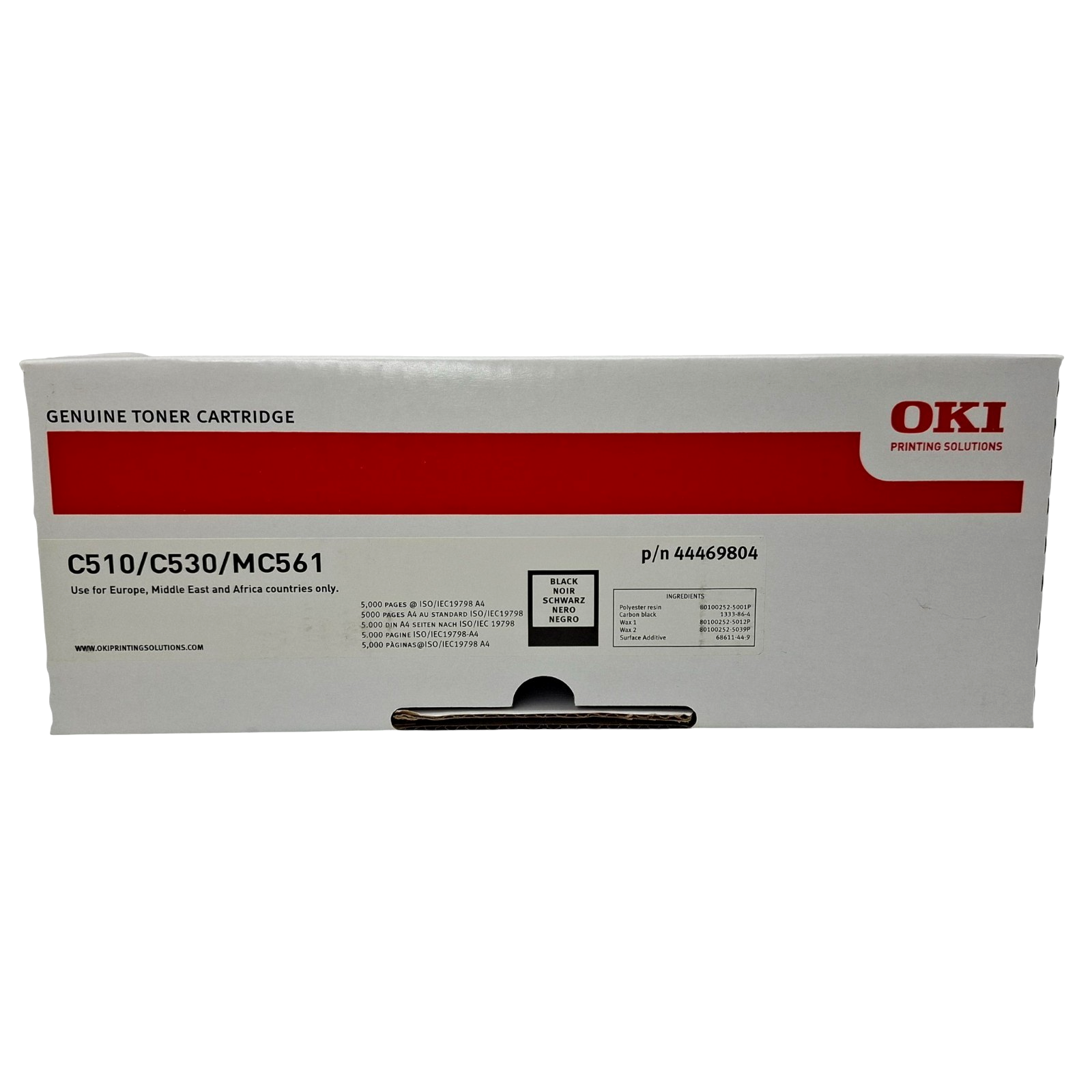 OKI 44469804 Black Toner Cartridge Genuine Original C510 C530 MC561 Printer