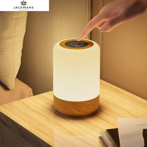 Görvitor Dimmable Night Light, Touch Rechargeable Table Lamp Light Wood