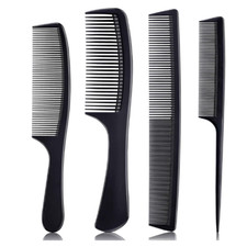 4PCS Carbon Fiber Hair Comb Set Anti Static Black Styling Combs Kit