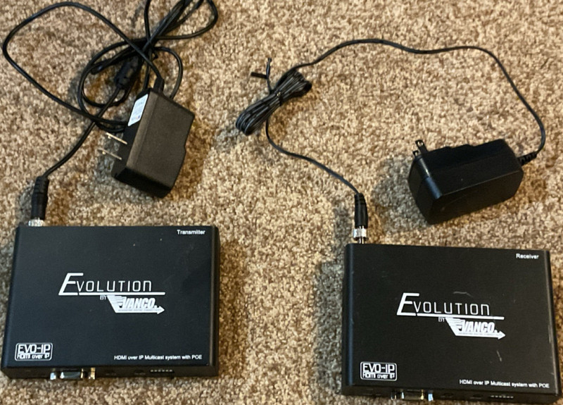 Vanco Evolution EVOIPTX1 HDMI Over IP Extender TX/RX PoE 1x1 w/ PSUs Black