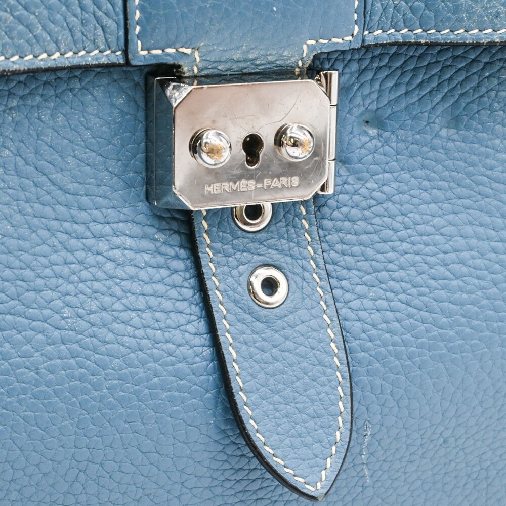 HERMES Sac a Depeche 40 Taurillon Clemence Briefcase Etoube Blue