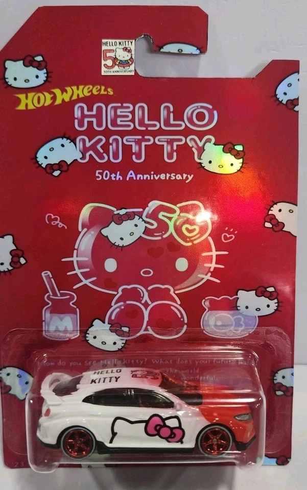 Hello Kitty CUSTOM Hot Wheels 2018 Honda Civic Type R w/card protector 1 of 1! - Image 2 of 4