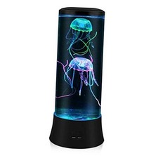 Jellyfish Lamp, LED Fantasy Jelly Fish Light, 7 Color Black 15 inch Jellyfish