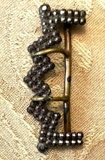 Beautiful Antique Victorian Zig Zag Riveted Cut Steel  Brass Buckle