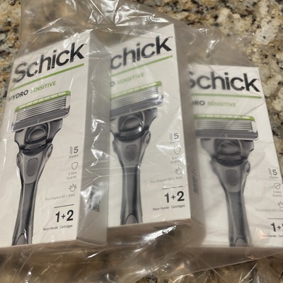 Lot of 3! Schick Hydro Sensitive 5-Blade Men's 1 Razor + 2 Cartridges NIB