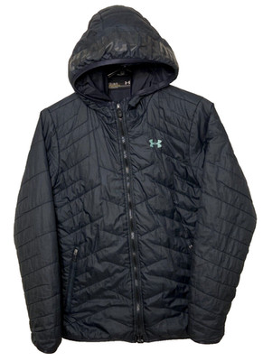 Under Armour Girls Black ColdGear Reactor Insulated Black Hooded Jacket (YLG)
