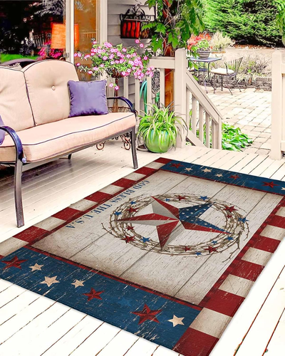 Rustic Star Rugs Entry Rug Outdoor Patio Rugs Rustic Star American Flag Stripes Outdoor Area Rug ...