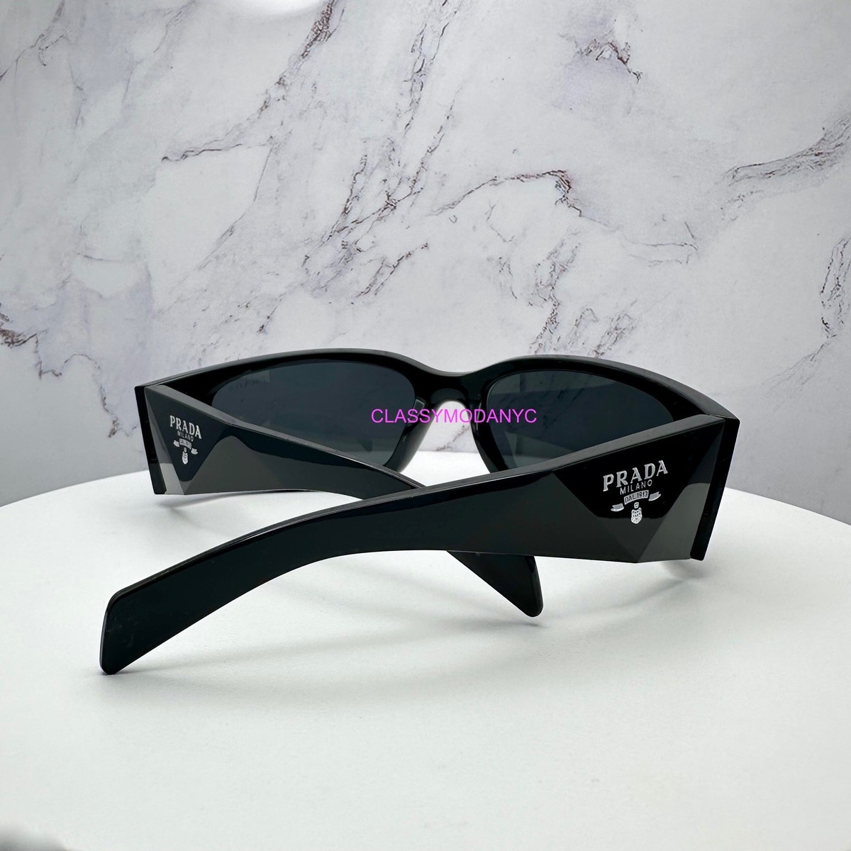 Prada Sunglasses Black Symbole Logo Wrap Mask Acetate Prada Sunglasses Black Symbole Logo Wrap Mask Acetate
