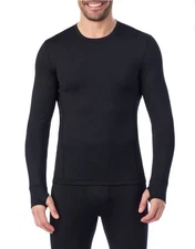 Mens Cuddl Duds Climatecore Baselayer Long Sleeve Crew Top Small Black Thumbhole