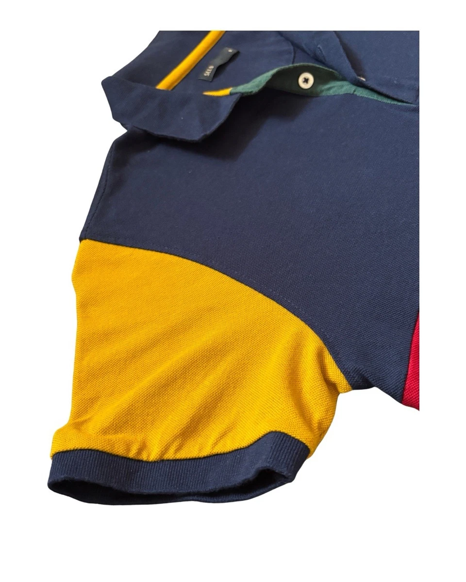 Seed Men's Cotton Colourblock Short Sleeve Polo Shirt Navy 100% Cotton