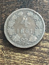 1861 Austria 4 Four Kreuzer Copper Rare Old Vintage Actual Coin TC2056*