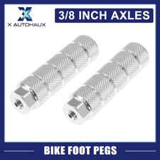 Pair 100x28mm Stripe Cylinder Axle Foot Pegs for BMX MTB Bike Fit 3/8 Inch Axles