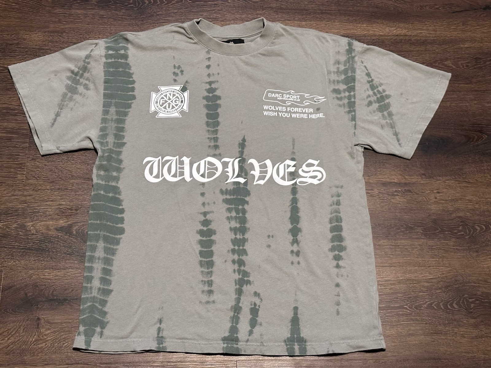Darc Sports Wolves NFGU Wish You Were Here Collection Gray Green Tie Dye Men’s M