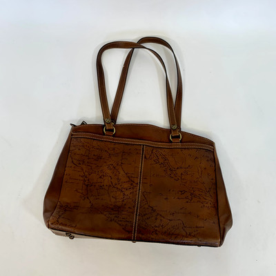 Vintage Patricia Nash Signature Map Collection Tote in Riot Rust Brown Leather