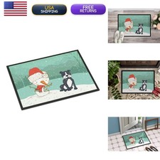 Caroline's Treasures CK2075MAT Black Staffie Snowman Christmas 18x27 Front Door