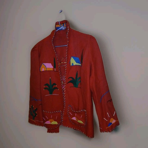 1940's Mexican Souvenir Wool Jacket Womens 36×27 Handmade Collectible Vintage - Picture 1 of 17