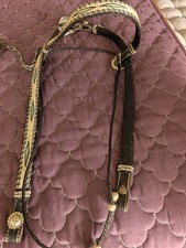 Vintage Hitched Horsehair Bridle Headstall and Reins Set