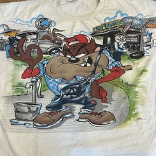 Vintage 90s Looney Tunes Taz USA AOP Shirt All Over Print 3XL Hangin Farm Rural