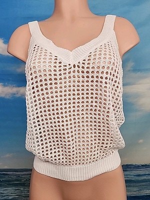 NWT Berryou White Crochet Tank Top Sleeveless  Size Small