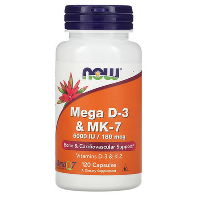 NOW Foods Mega D-3 & MK-7 120 Kapseln, starke Knochen, Herz-Kreislauf-Gesundheit USA