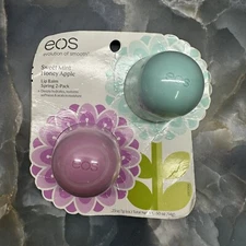 Eos Sweet Mint And Honey Apple Spring 2 Pack NOS lip Balm Made In USA Chapstick