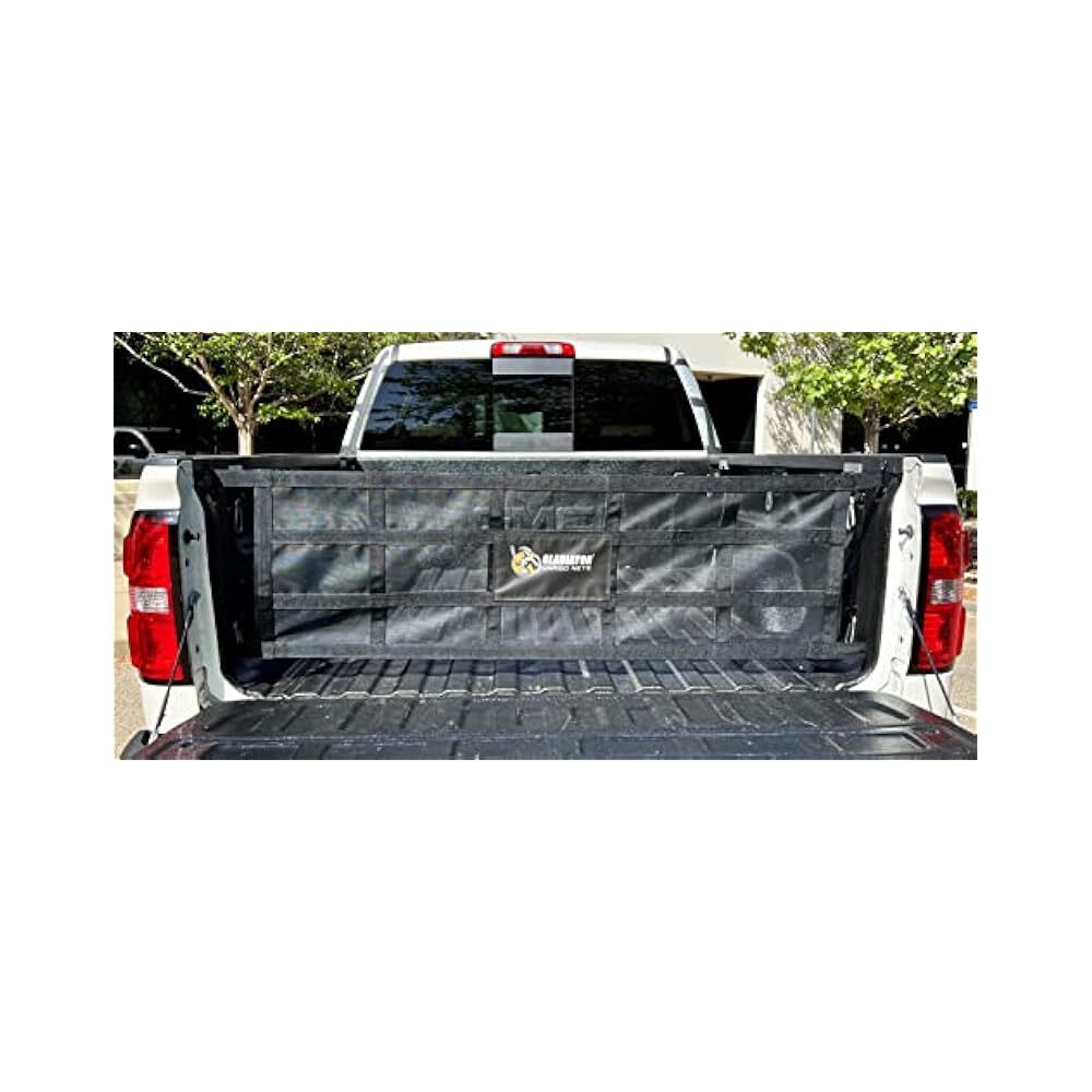 Gladiator Style Black Truck Tailgate Cargo Net - Durable Polyester Nylon Mesh for Secure Hauling