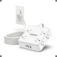 Surge Protector Power Strip Flat Extension Cord 15 FT with 8 Widely Outlets 3...
