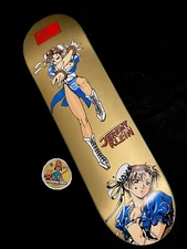 RARE SIGNED Jeremy Klein Hook-Ups Skateboard Deck Gold Street Fighter Chun Li