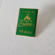 America Online AOL Lapel Pin - Dial Up Internet Geek Vintage Internet Computer ~