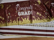 FREE Maroon 2025 Congratulations Graduation Plastic Tablecloth 52 x 106 New US