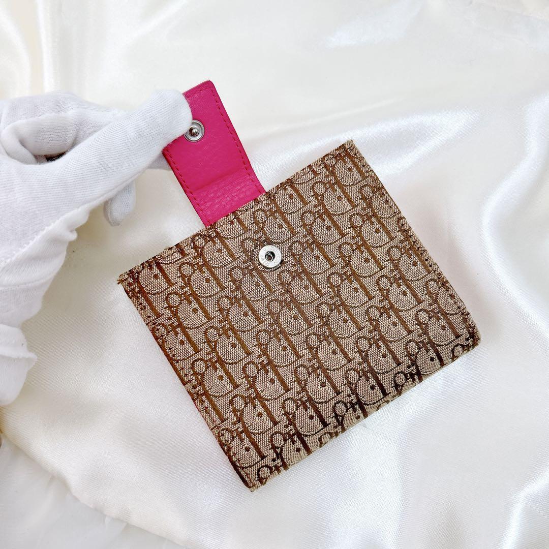 Christian Dior Wallet Bifold Trotter Pattern Pink New
