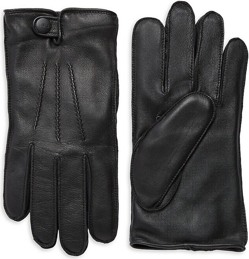 UGG Tech Gloves Metisse Tabbed Vent Leather Black Size Medium or XL New $95