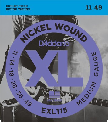 D'Addario EXL115 XL Electric Guitar Strings Nickel 11-49 Medium