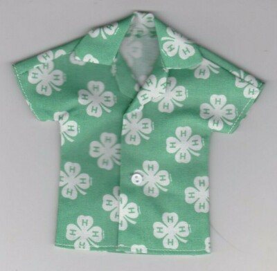 Homemade Doll Clothes-COOL 4H Print Shirt that fits Ken Doll B5