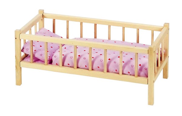Puppenbett Gitterbett Babypuppenbett Holzbett Puppenbettchen Buchenholz Neu-image
