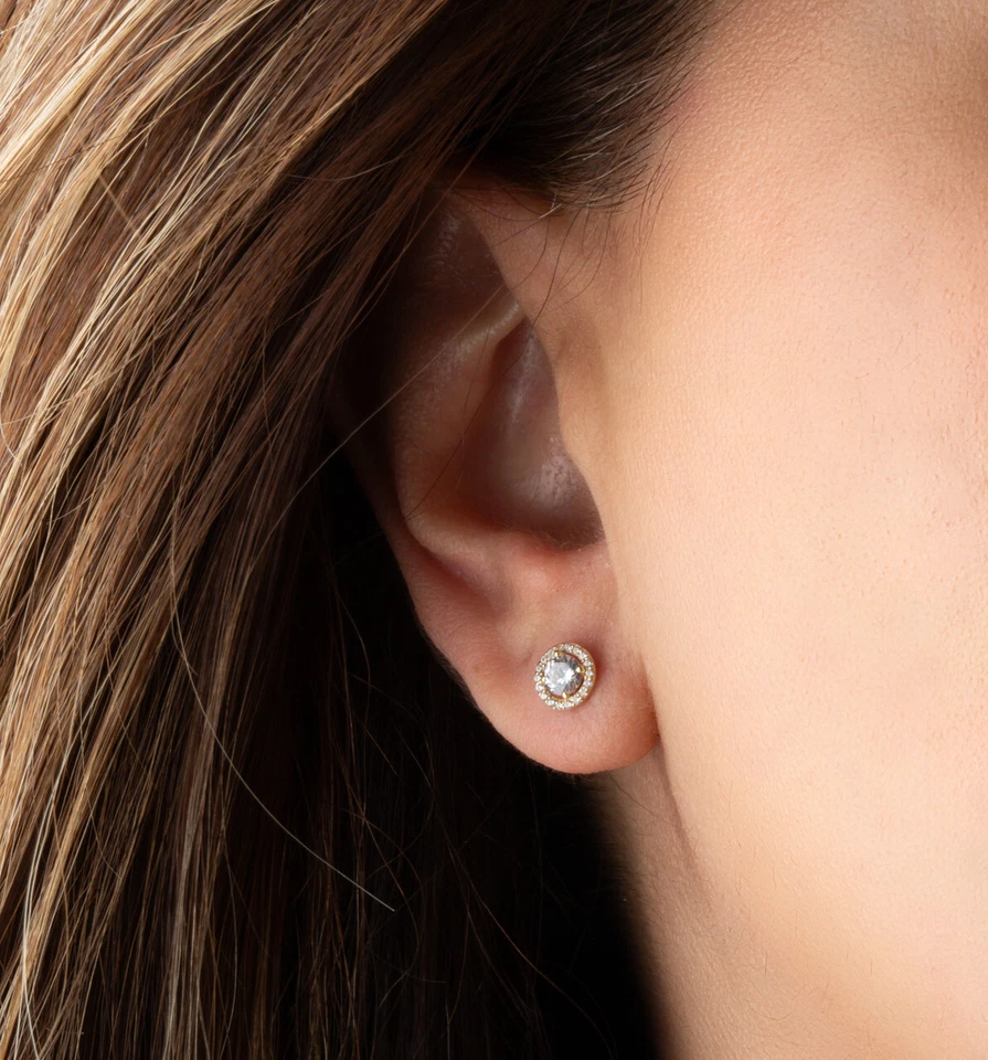 Aretes solitarios de oro de 14 quilates con diamantes (CVD) de 0,5 quilates en oro amarillo/rosa/blanco Foto 2 de 4