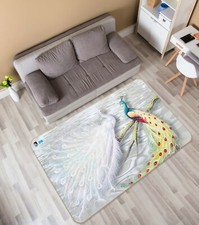 3D White Blue Peacock NAO10807 Game Rug Mat Elegant Photo Carpet Mat Fay