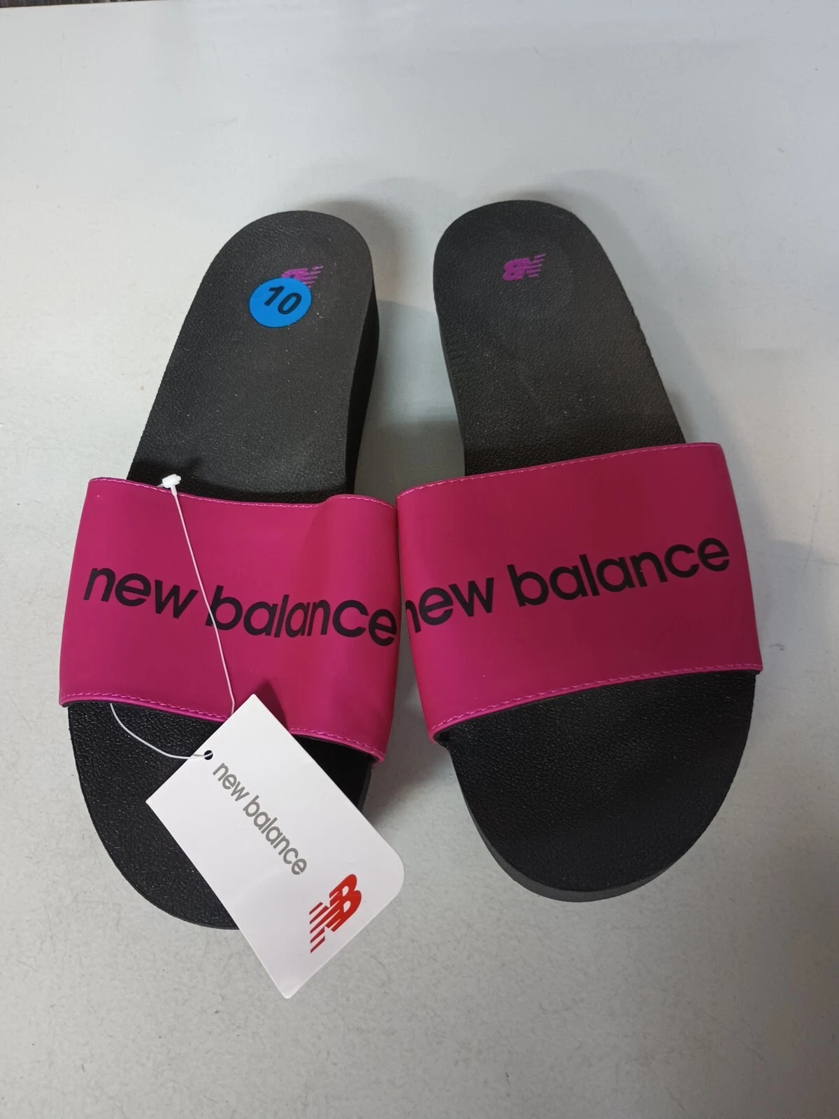 Sandali donna New Balance rosso rosa slides sintetici taglia 10