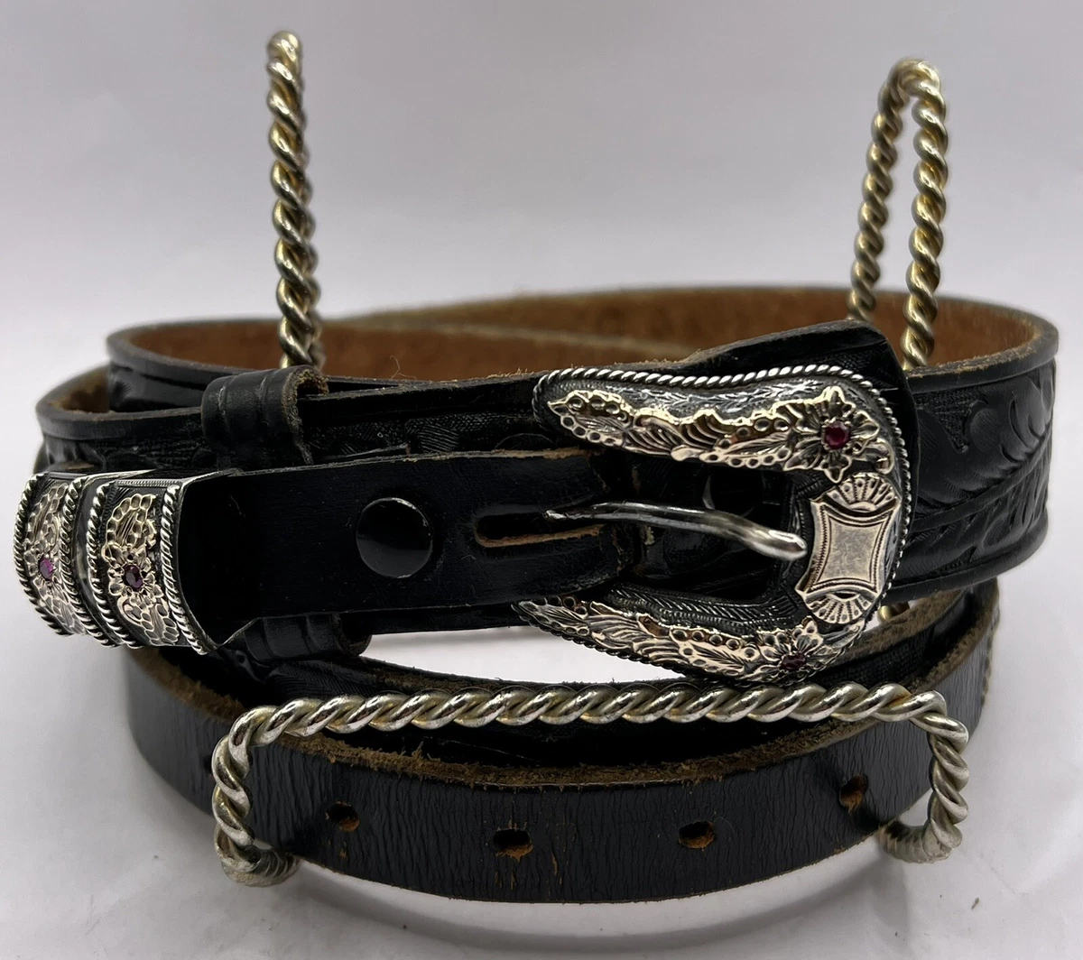 VTG HOLLAND\'S SAN ANGELO #202 14kt STERLING BELT BUCKLE 4 PC SET / Belt Hollands Buckle In Collectible Western Americana Belt  main image 4
