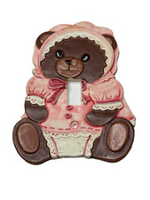 Vintage Teddy Bear With Pink Wall Cover Girls Nursery Light Switch Cover