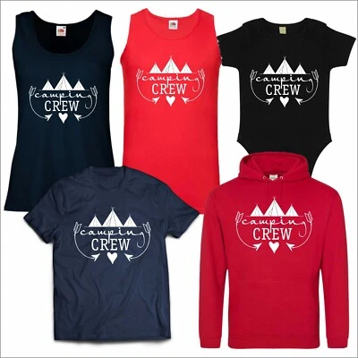 U&S CLOTHING CAMPING CREW Printed T Shirt Holiday Park Hiking Family Adventure Top Summer Tee