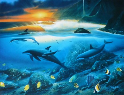 Dolphins Kissing　Robert Wyland　1996年製 s-l400.jpg