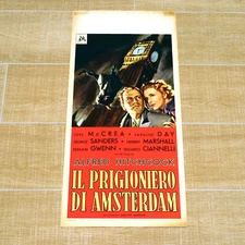 IL PRIGIONIERO DI AMSTERDAM locandina poster Hitchcock McCrea Big Ben Spy AQ57