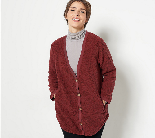 UGG Popcorn Sherpa Cardigan-Cabernet-XL 