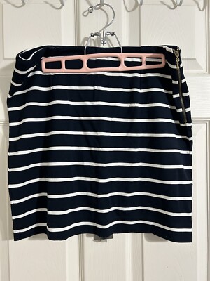 Banana Republic Womens Nautical Striped Navy Blue Stretch Mini Skirt 10 Zip NWT
