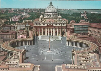 Aerial View of St. Peters Square, Rome, Italy Continental written Postcard