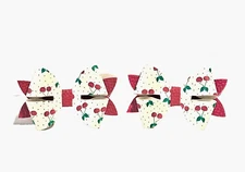 TWO CHERRIES HANDMADE Hair BOW Faux Leather Secure Alligator Clip 3 1/2 by 3 1/2